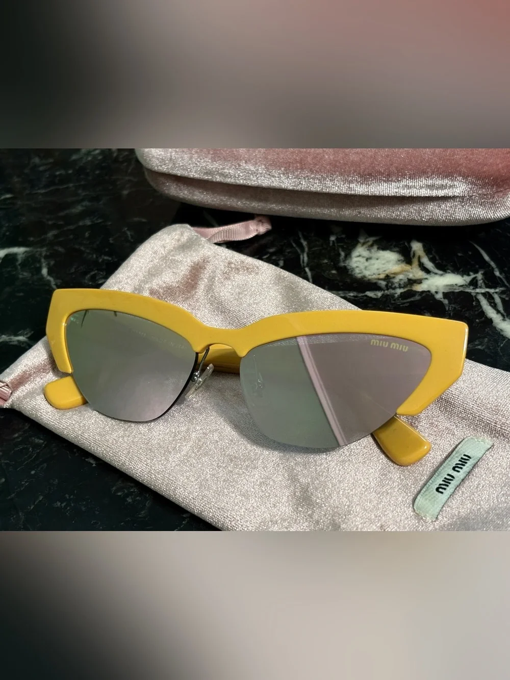 Miu Miu Yellow Cat Eye Sunglasses - MU 04US